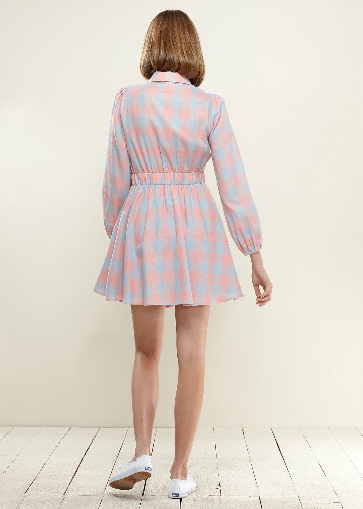 Sunset Serenity Plaid Button-Up Shirt Dress