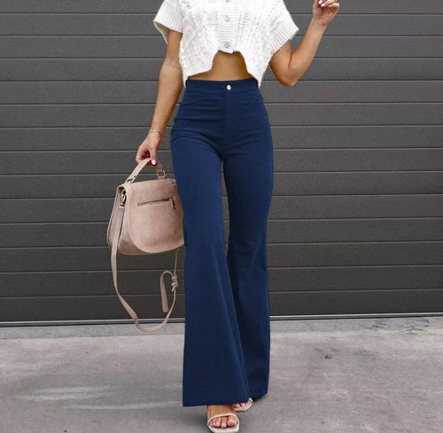 Vintage-Inspired High-Waist Corduroy Flare Pants