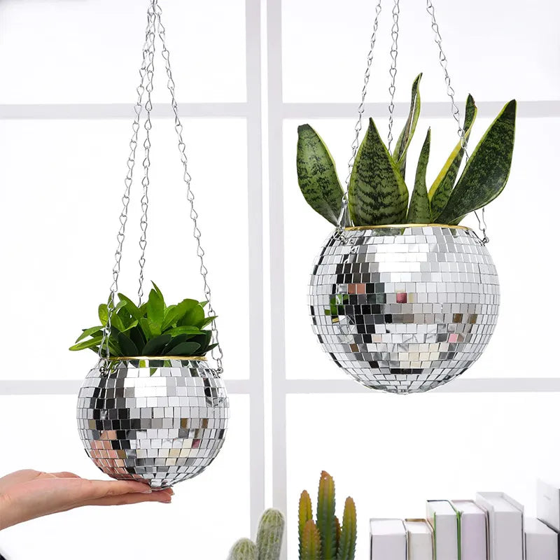 Disco Ball Hanging Flower Pot