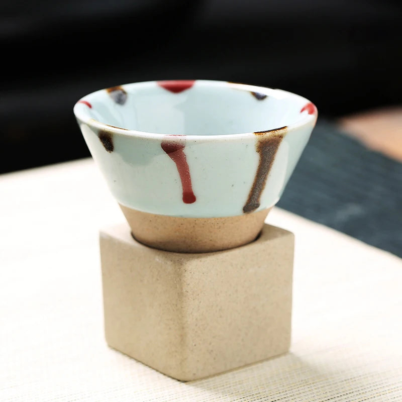 Retro Japanese Cone-Shaped Ceramic Tea Cup