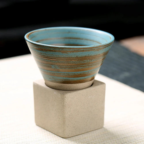 Retro Japanese Cone-Shaped Ceramic Tea Cup