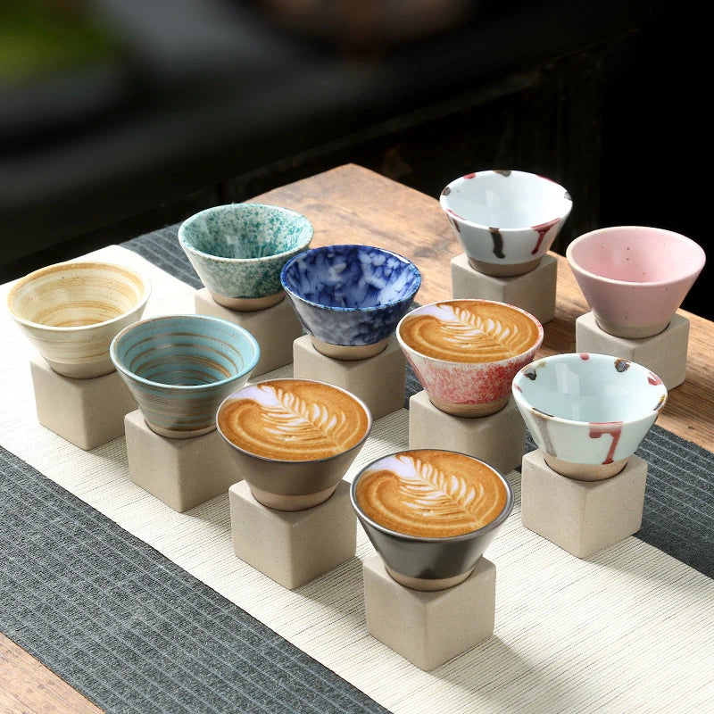 Retro Japanese Cone-Shaped Ceramic Tea Cup