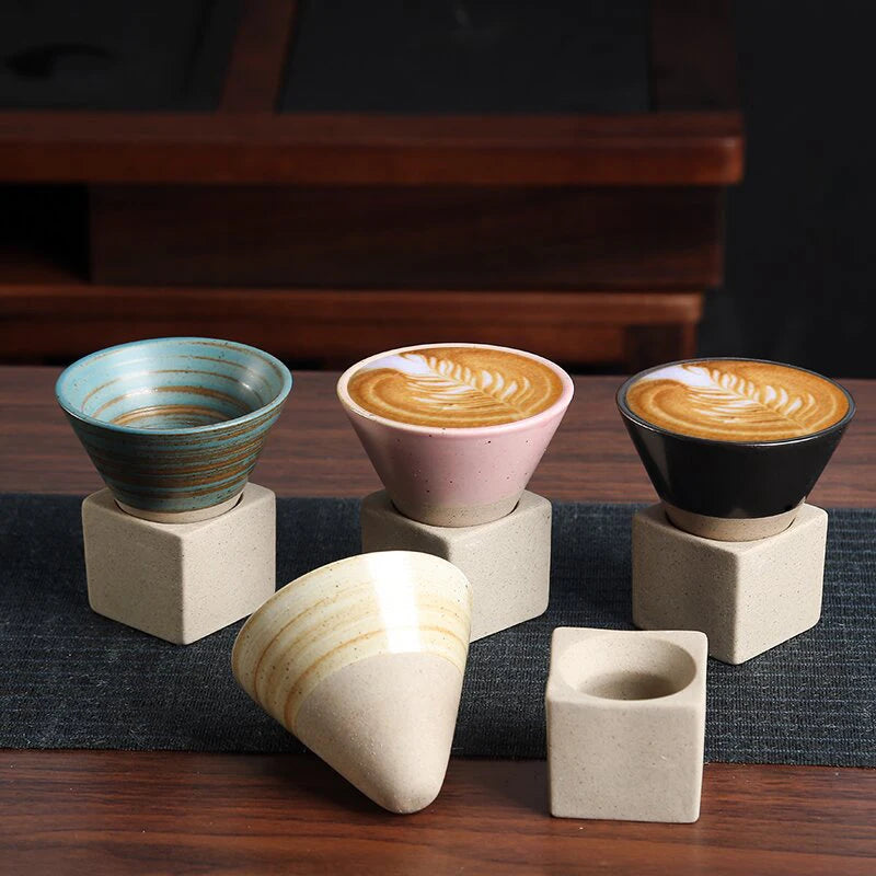 Retro Japanese Cone-Shaped Ceramic Tea Cup