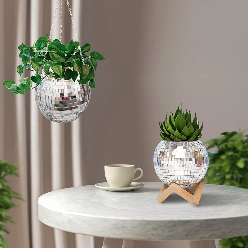 Disco Ball Hanging Flower Pot