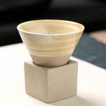 Retro Japanese Cone-Shaped Ceramic Tea Cup