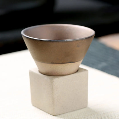 Retro Japanese Cone-Shaped Ceramic Tea Cup