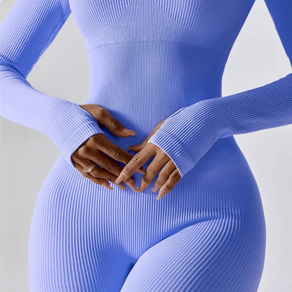 Chic Sculpting Yoga Ribbed Bodysuit