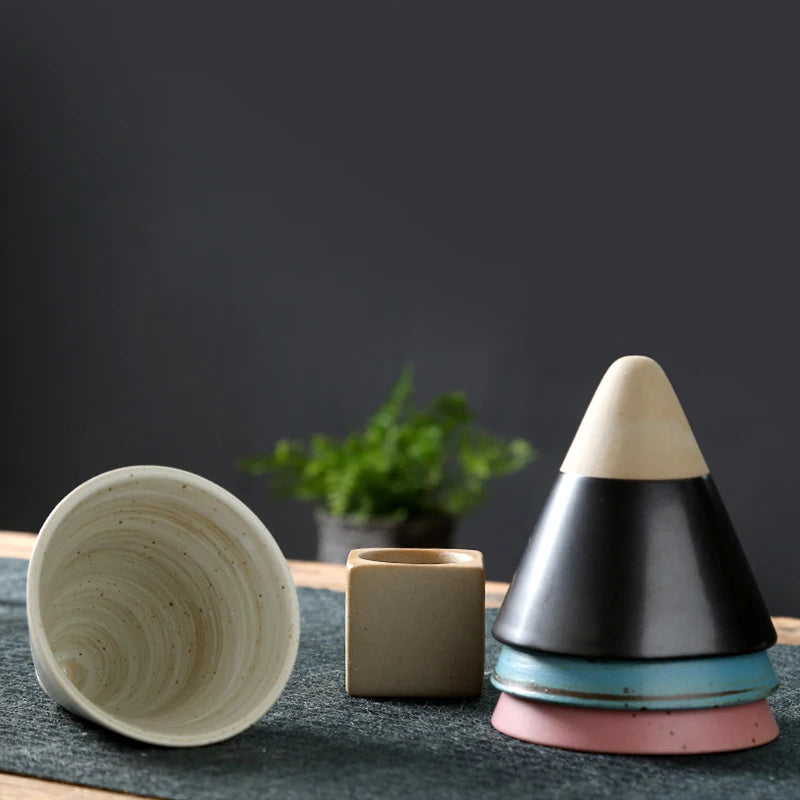 Retro Japanese Cone-Shaped Ceramic Tea Cup