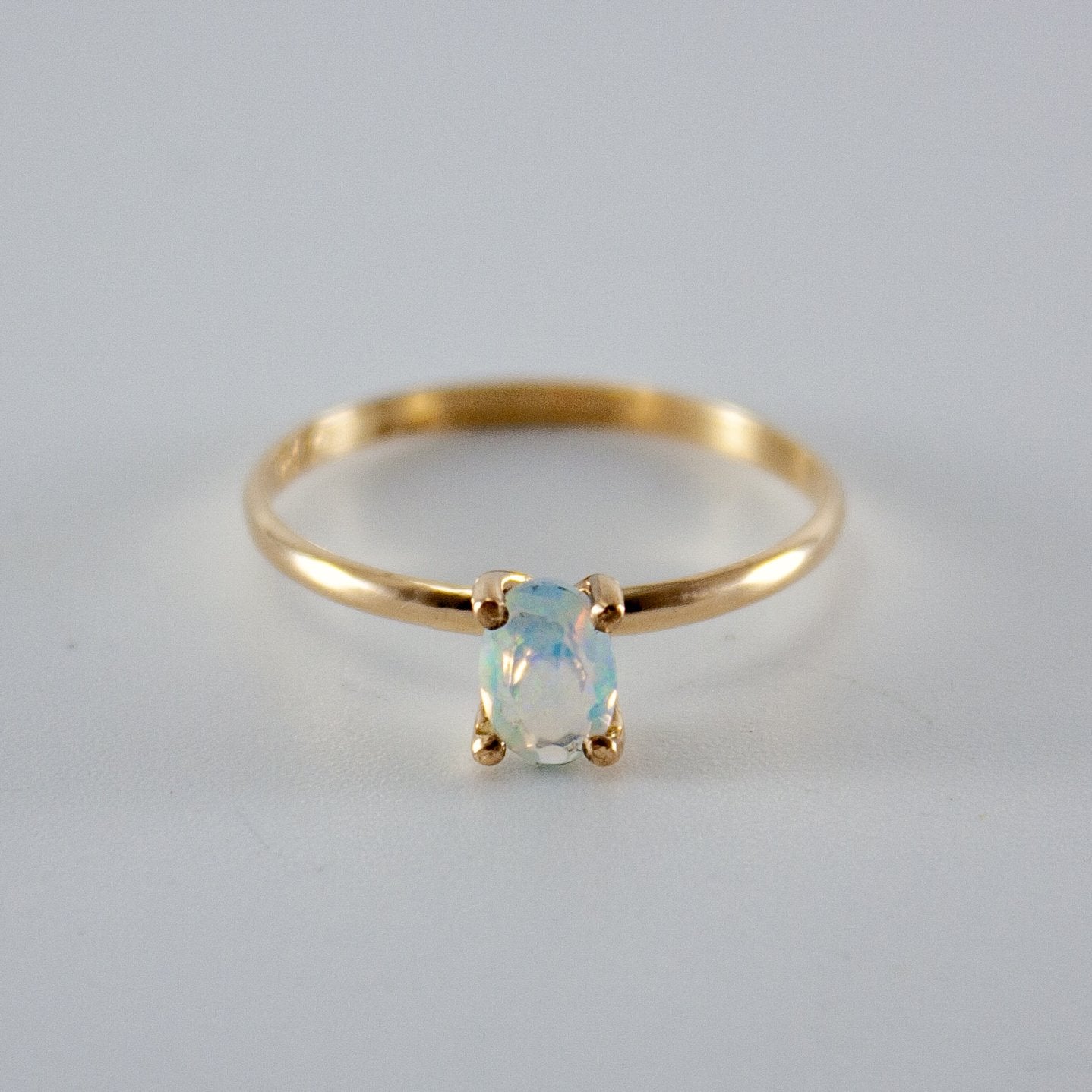 Ethereal Opal Solitaire - 14k Gold Filled Ring