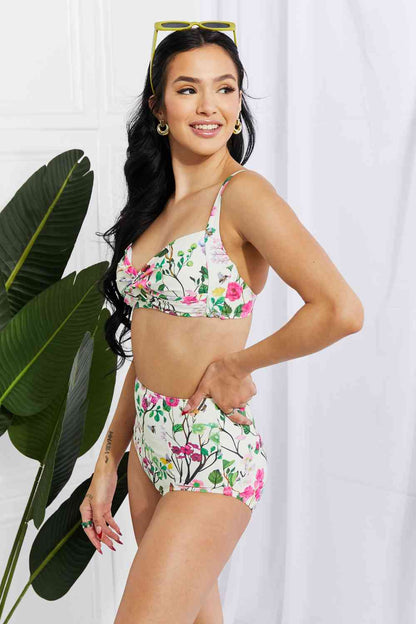 Cream Blossom Twist High-Rise Bikini