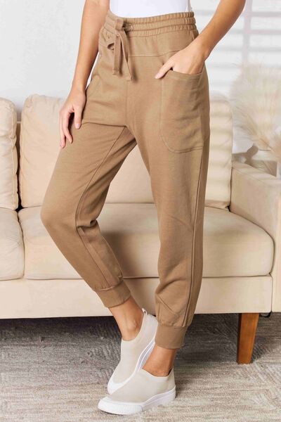High-Rise Cotton Blend Joggers