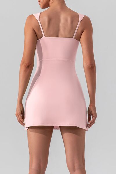 Versatile Square Neck Sleeveless Slit Mini Active Dress