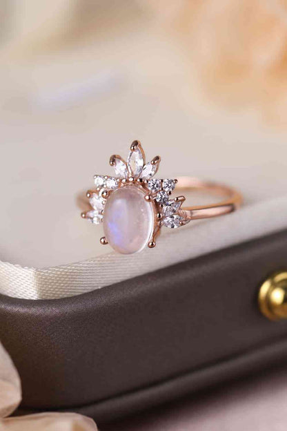 Celestial Glow 18K Rose Gold-Plated Moonstone Ring