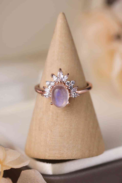 Celestial Glow 18K Rose Gold-Plated Moonstone Ring