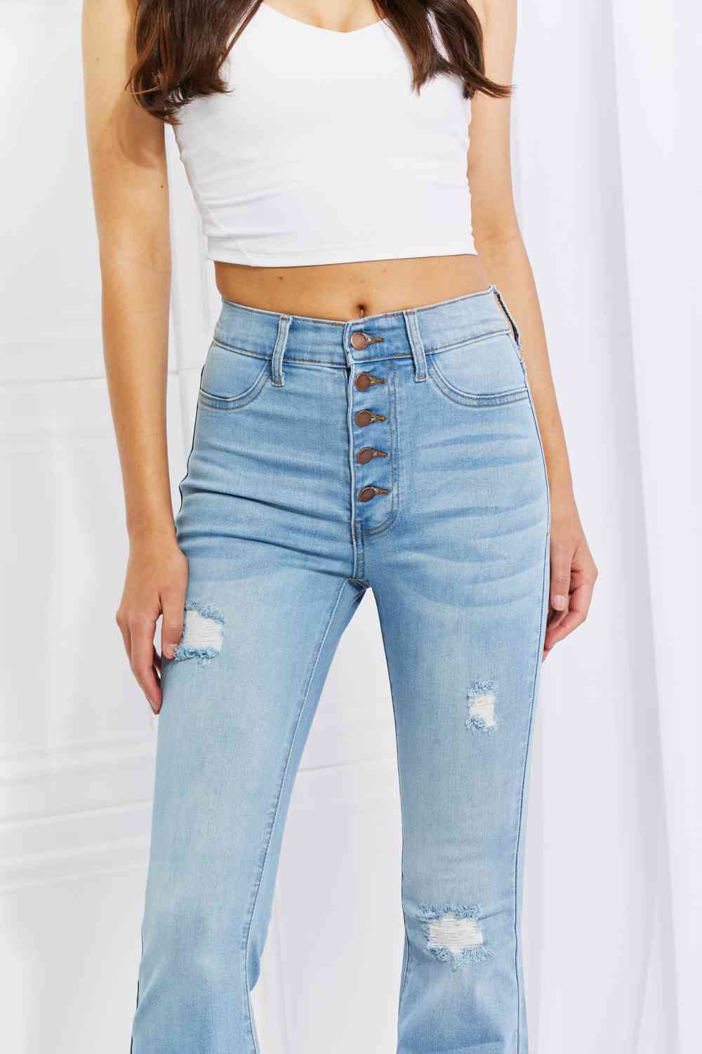 Plus Size Jess Button Flare Jeans