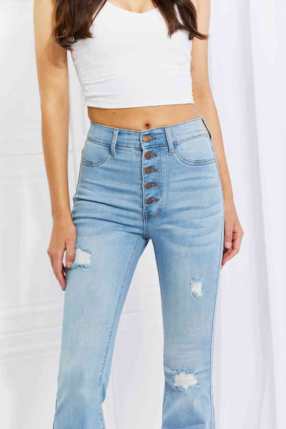 Plus Size Jess Button Flare Jeans