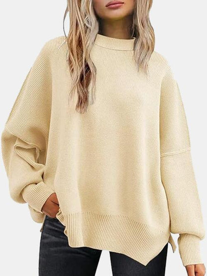 Casual Comfort Round Neck Drop Shoulder Sweater