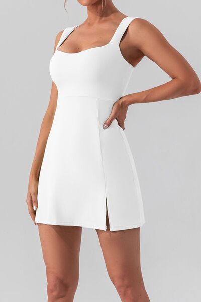 Versatile Square Neck Sleeveless Slit Mini Active Dress