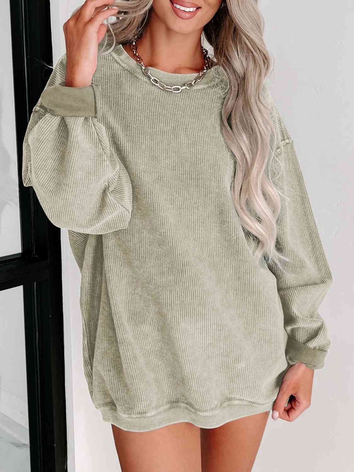 Timeless Comfort Round Neck Dropped Shoulder Sweatshirt