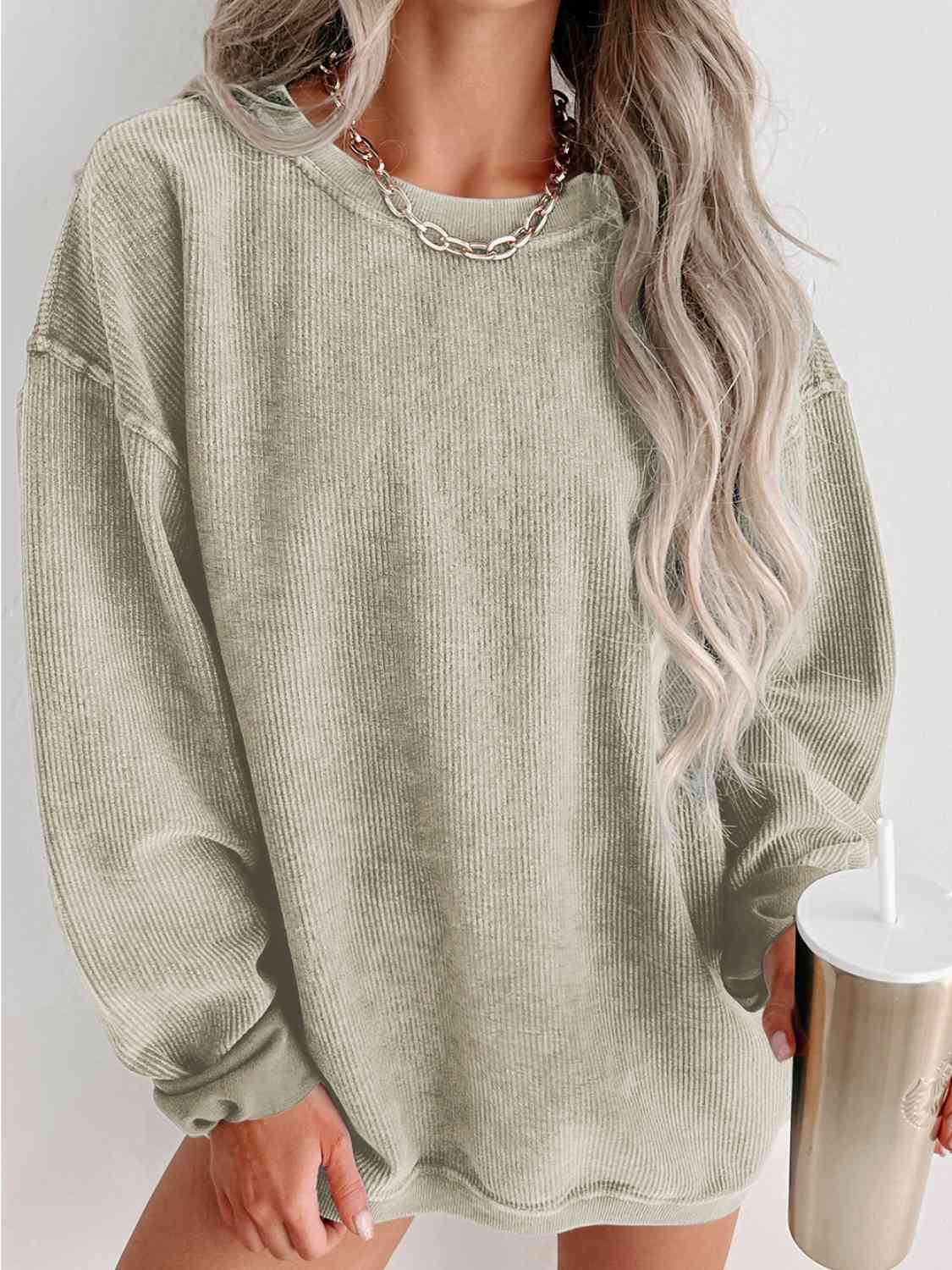 Timeless Comfort Round Neck Dropped Shoulder Sweatshirt