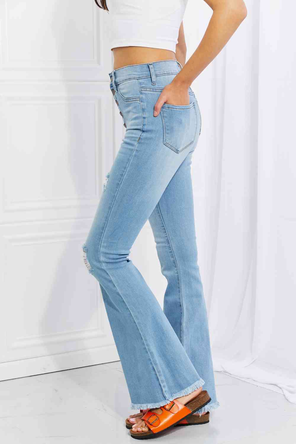 Plus Size Jess Button Flare Jeans