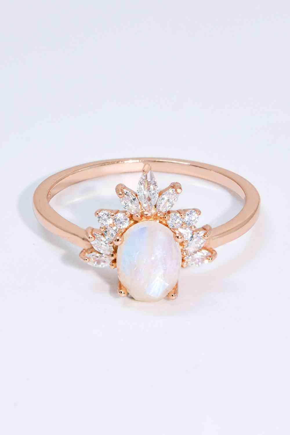 Luminescent Bloom 18K Rose Gold-Plated Moonstone Ring