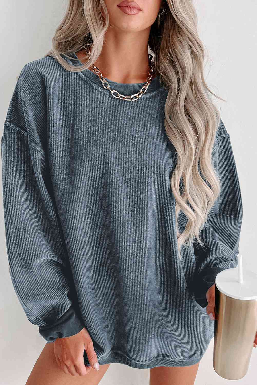 Timeless Comfort Round Neck Dropped Shoulder Sweatshirt