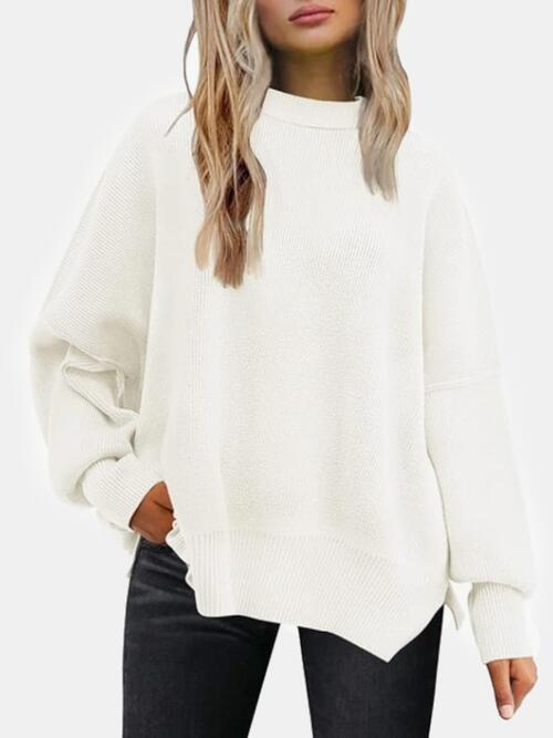 Casual Comfort Round Neck Drop Shoulder Sweater