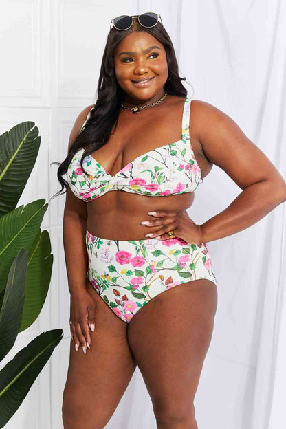 Cream Blossom Twist High-Rise Bikini