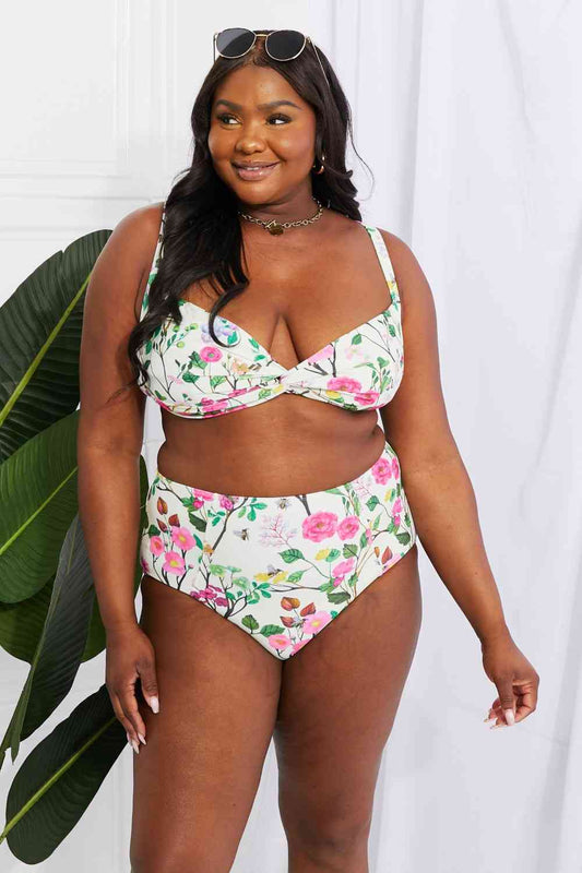 Cream Blossom Twist High-Rise Bikini