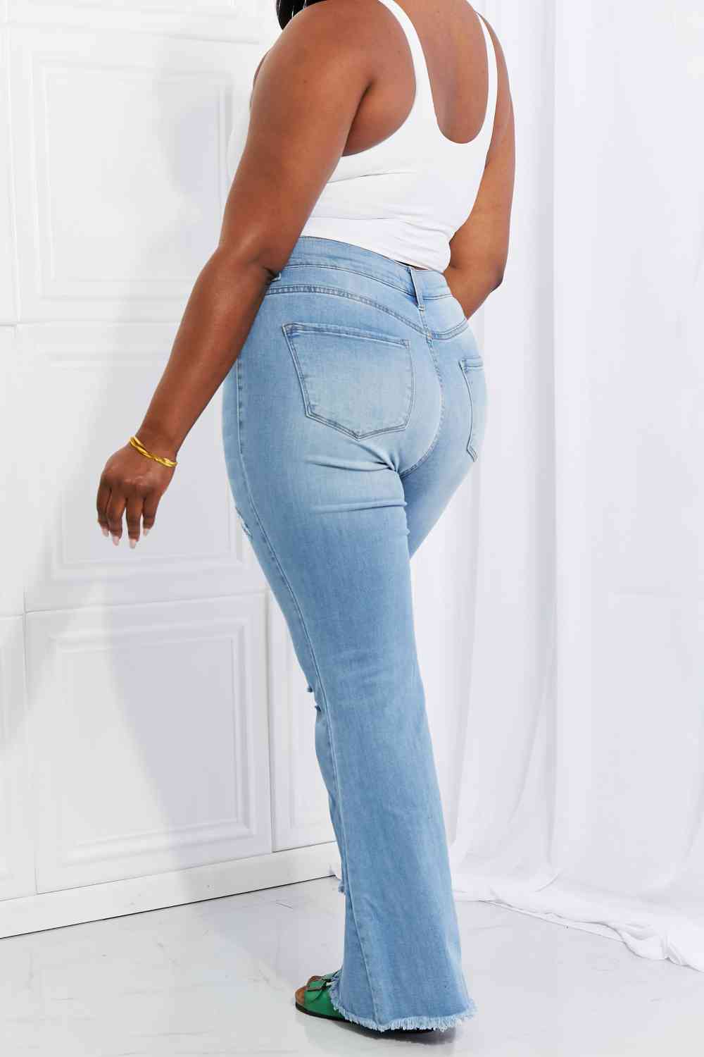 Plus Size Jess Button Flare Jeans