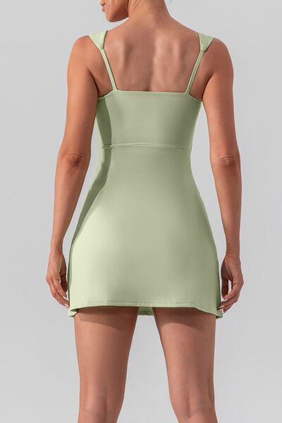 Versatile Square Neck Sleeveless Slit Mini Active Dress