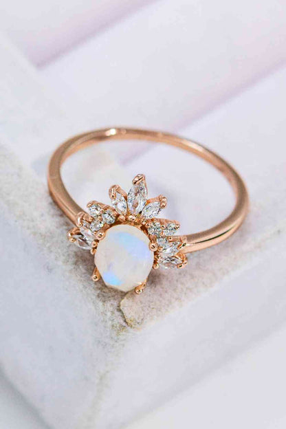 Luminescent Bloom 18K Rose Gold-Plated Moonstone Ring