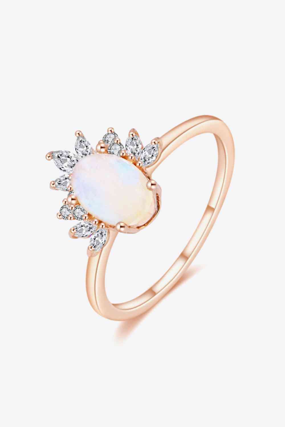 Luminescent Bloom 18K Rose Gold-Plated Moonstone Ring